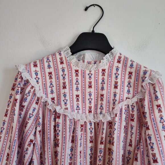 Ladies SZ S Lanz of Salzburg Teddy Pattern Flannel Nightgown - Picture 2 of 5